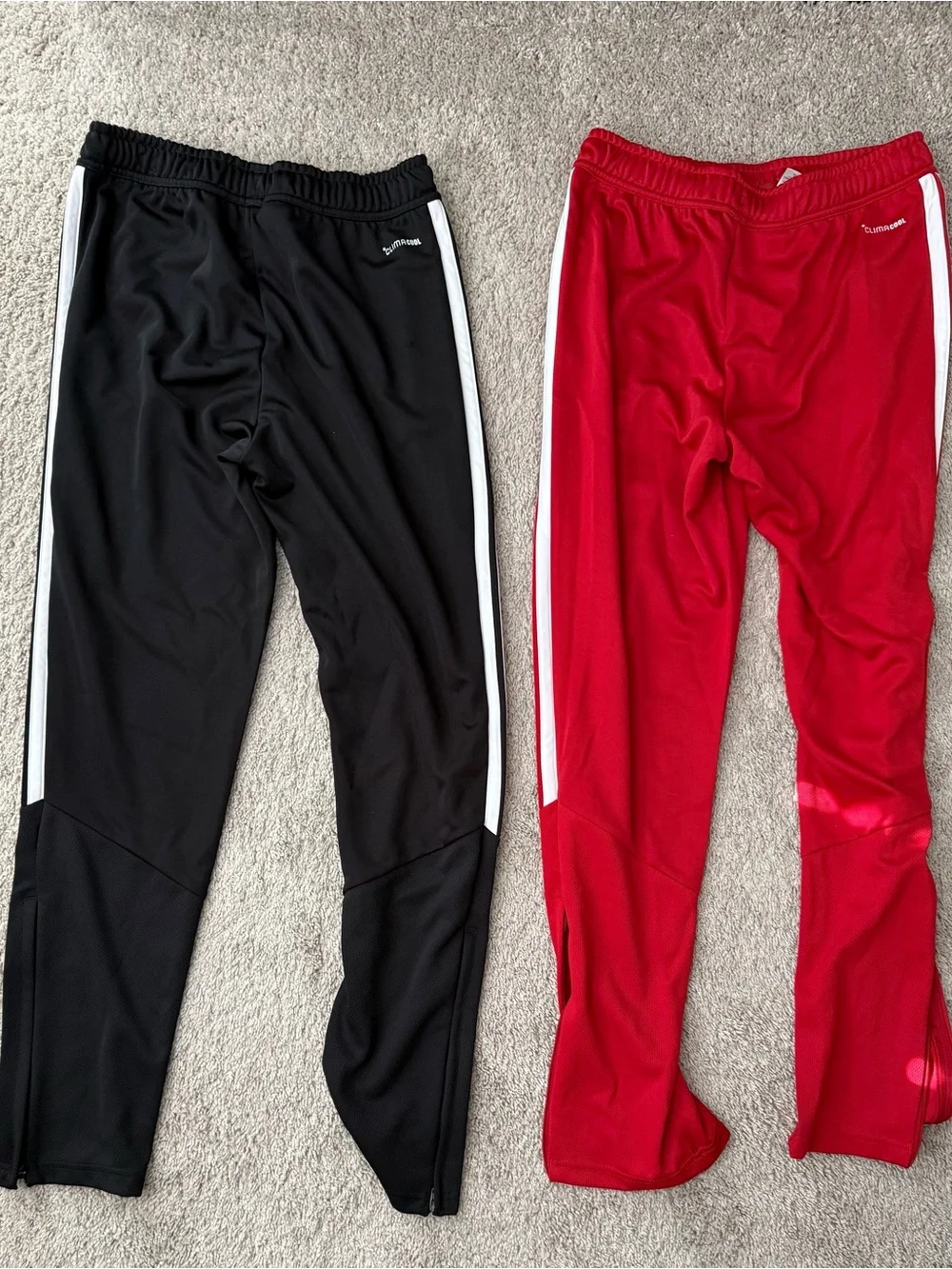 adidas Kids Black & Red Track Pants with White Stripes - Picture 2 of 4